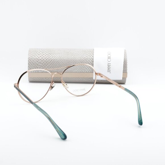 Jimmy Choo JC244 0OGA 00 Eyeglasses Gold/Teal 56mm Round Frame - Picture 9 of 10